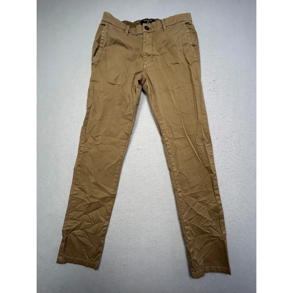 MATCHSTICK Chino Pants Cotton Spandex Brown Khaki W29 Mens